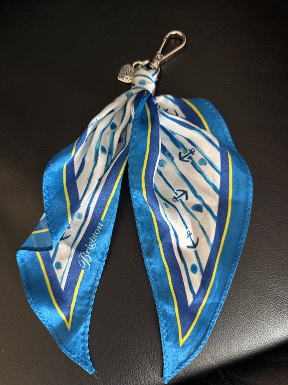 Brighton Blue and White Nautical Scarf Keychain/handbag charm